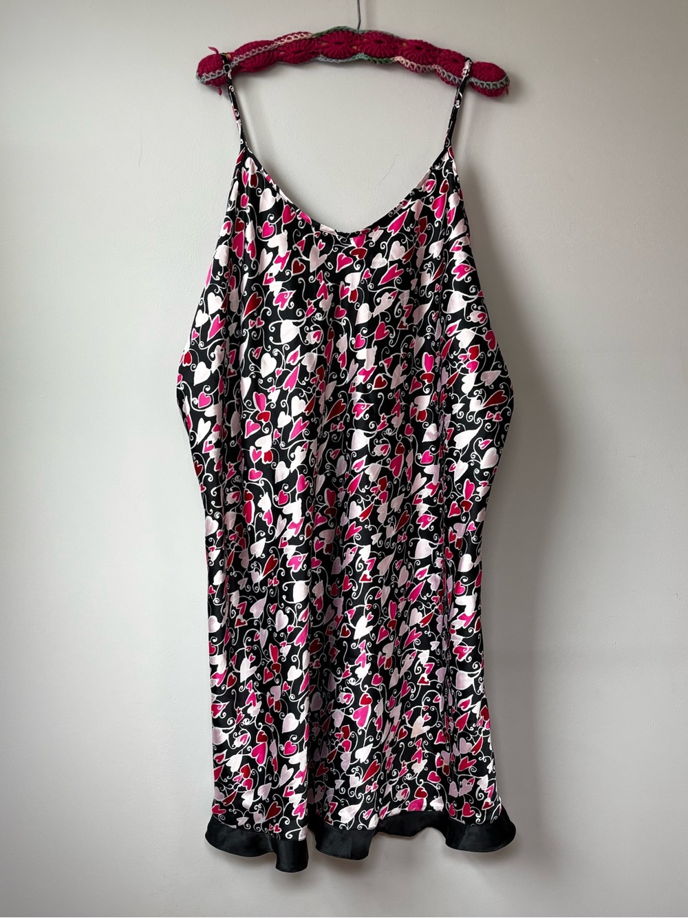 Black and Pink Heart Slip Dress